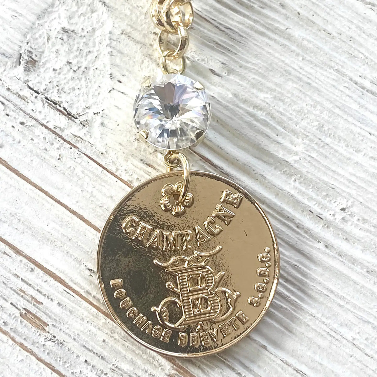 Champagne French Coin Necklace Boutique Salon Jewelry - Matte Gold