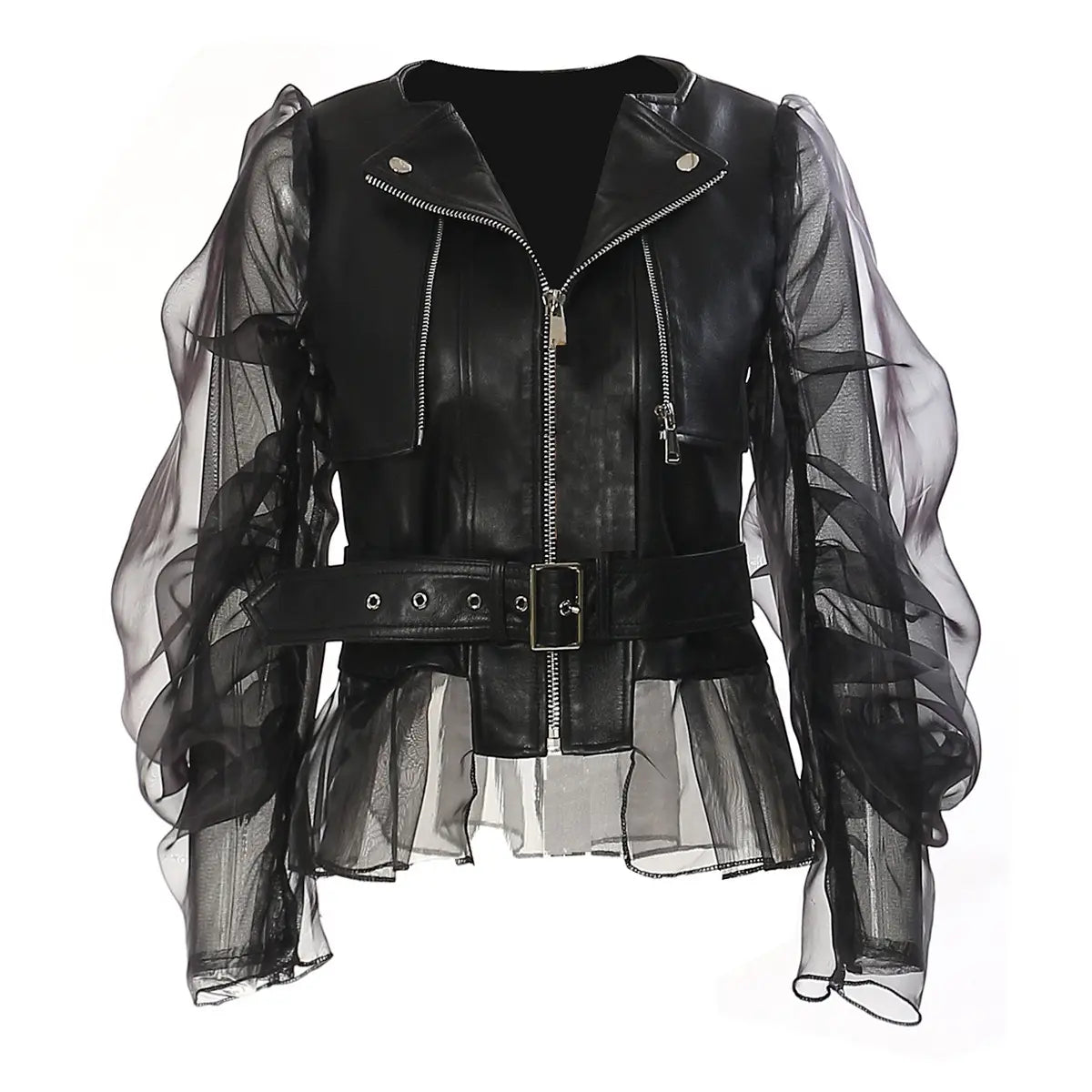 JK022 Pu Biker Jacket with Mesh Panels