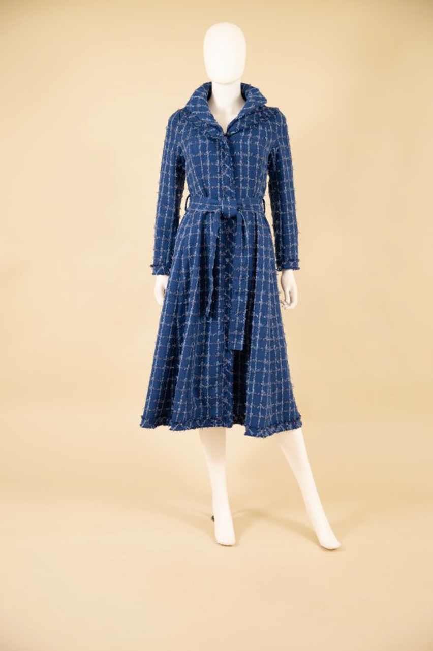 Yarn Dyed Jacquard Double Collars Coat-Dress - F25034