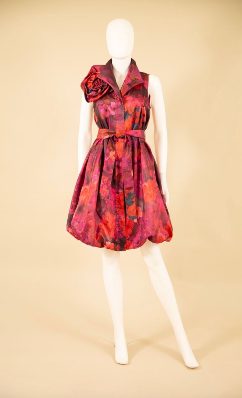 Print Duppioni Bubble Dress - F25042