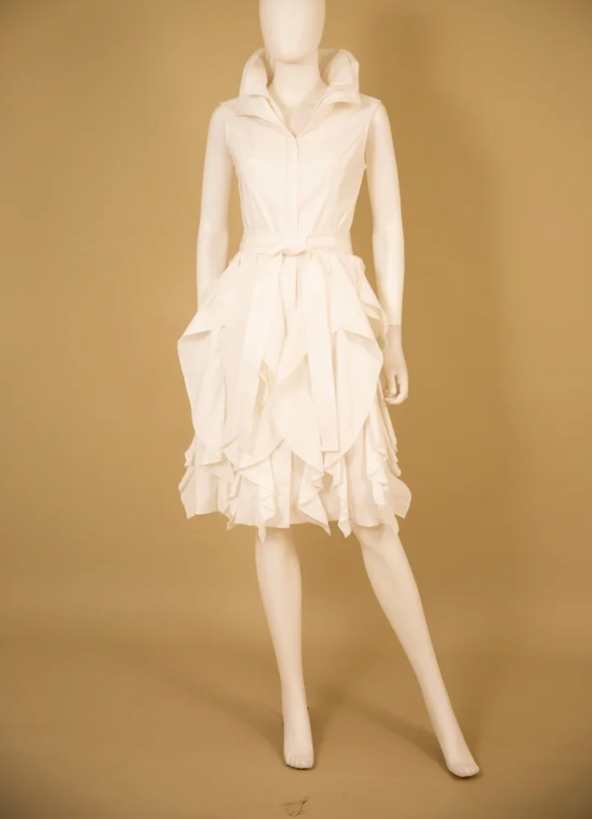 Stretch Duppioni Ruffle Dress - S24001