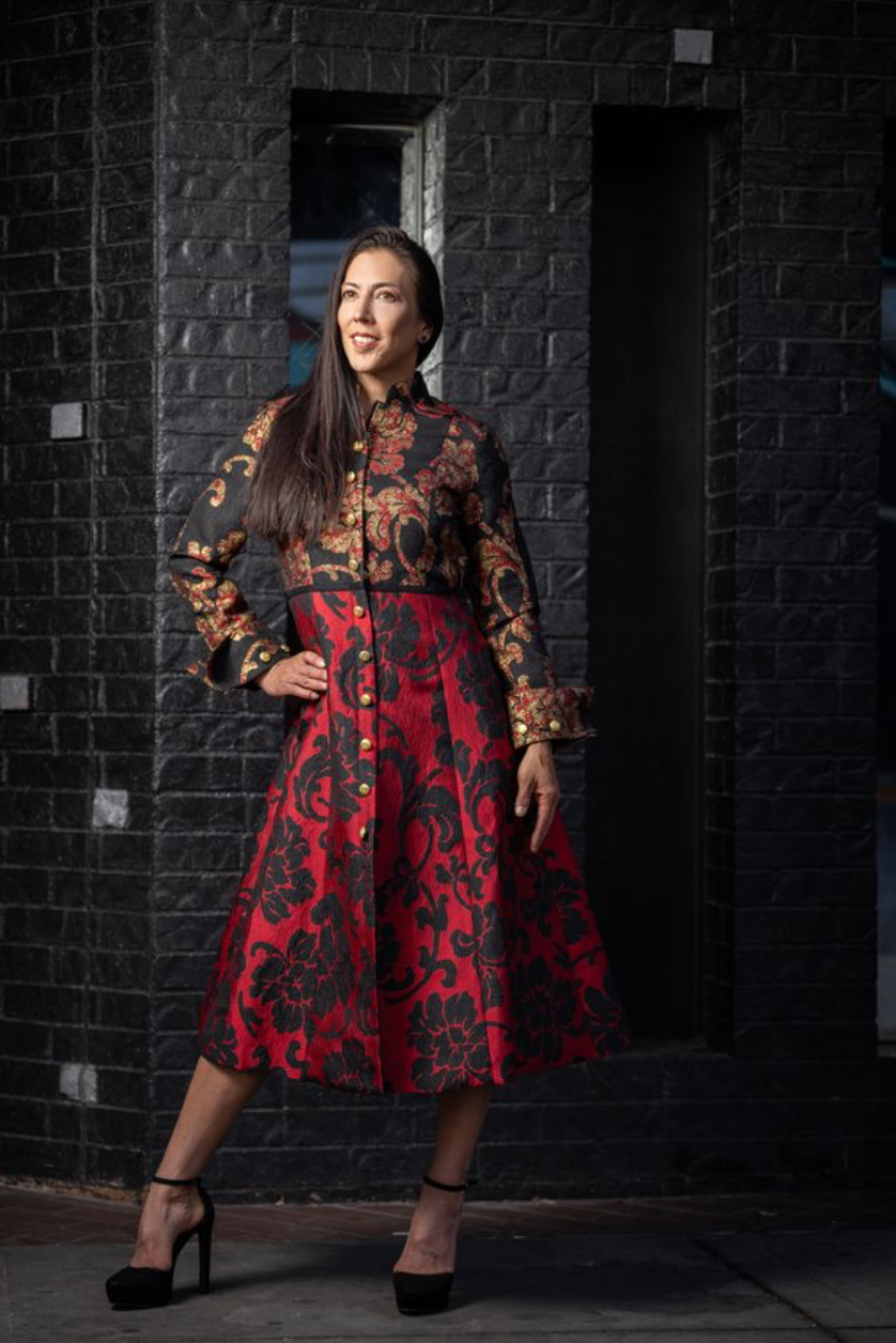 Rose Brocade Coat/Dress - F19009