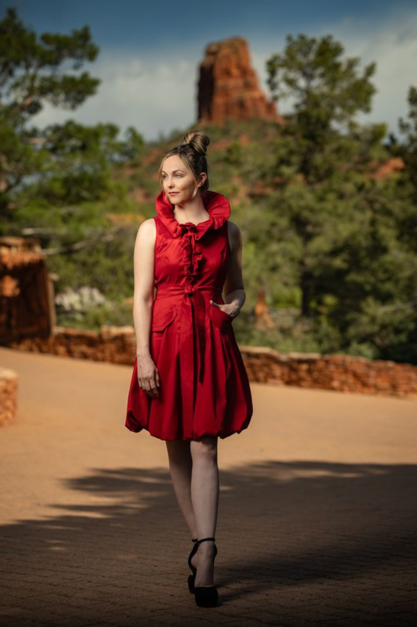 ruffle collar cocktail dress Valentino Silk-Lined Wool Sheath Dress