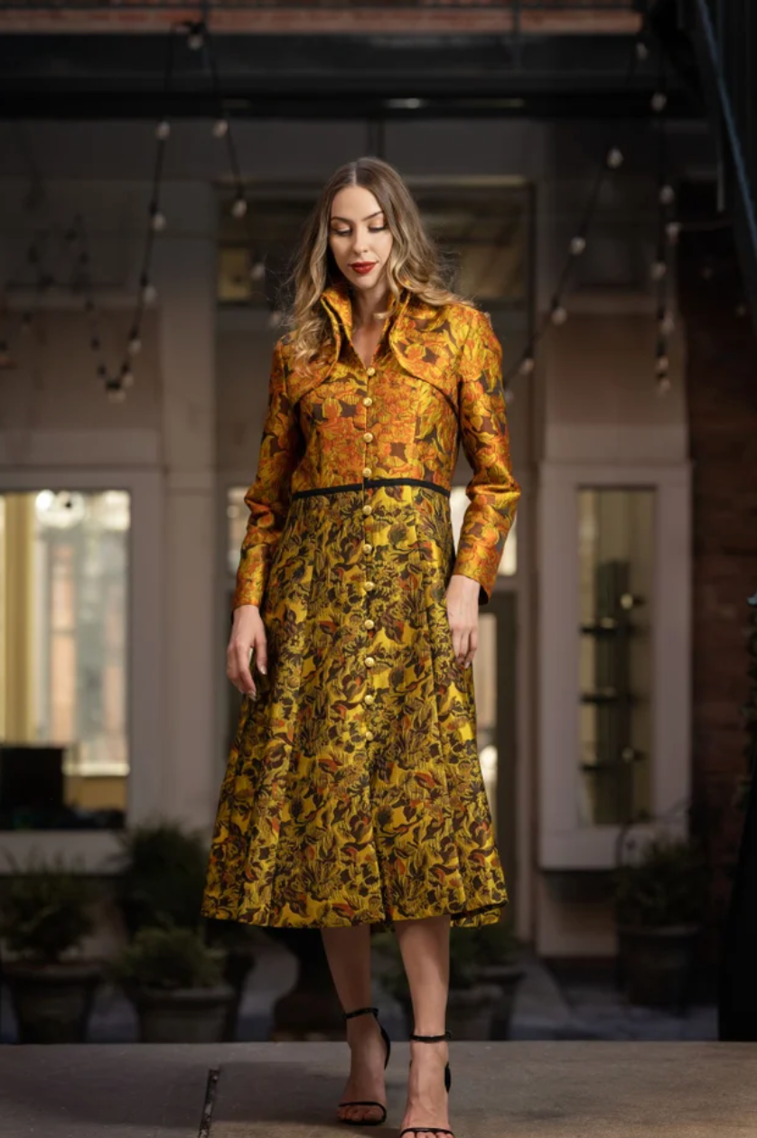 Yarn Dyed Jacquard A-Line Dress - F23042