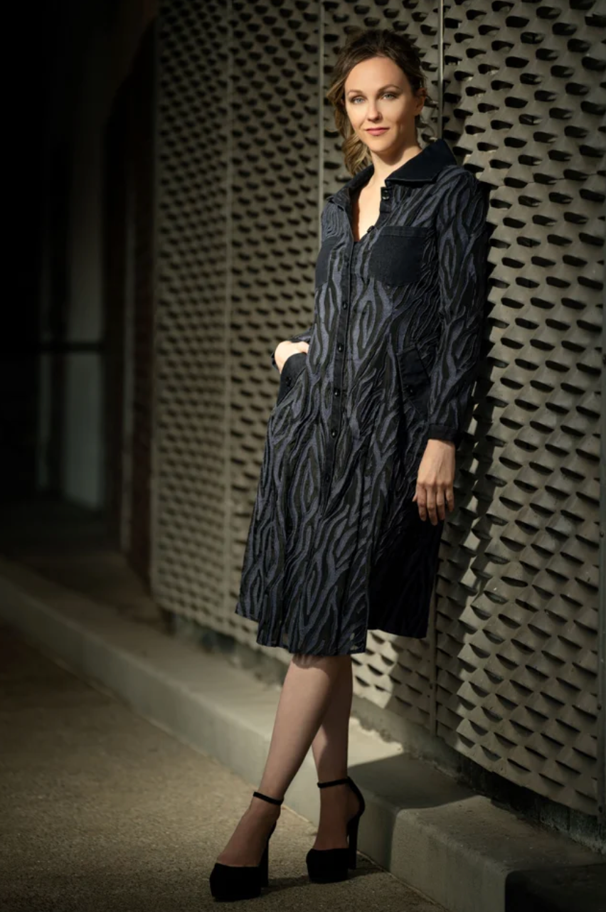 Denim Print Coat Dress - S24051