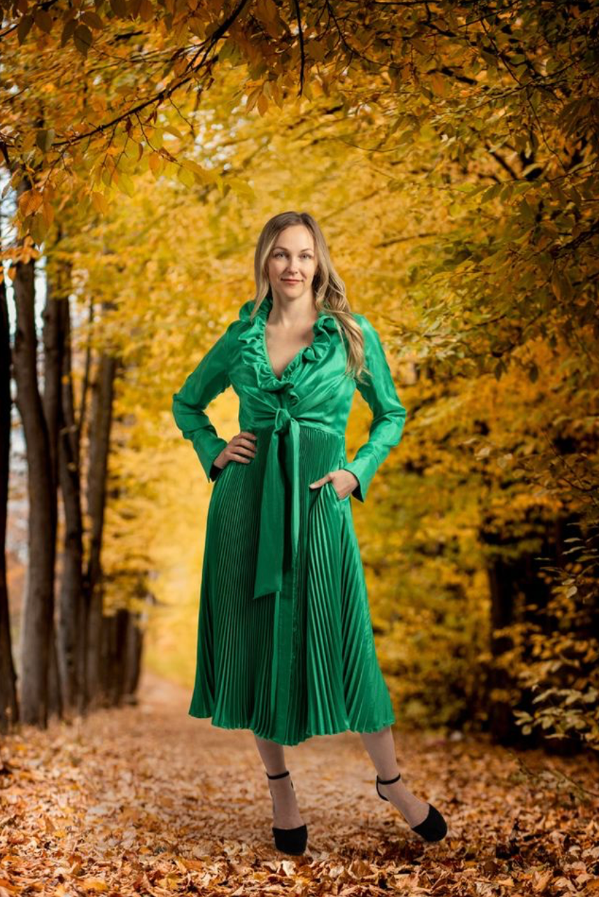 A-Line Dress With Ruffle Collar - S25034