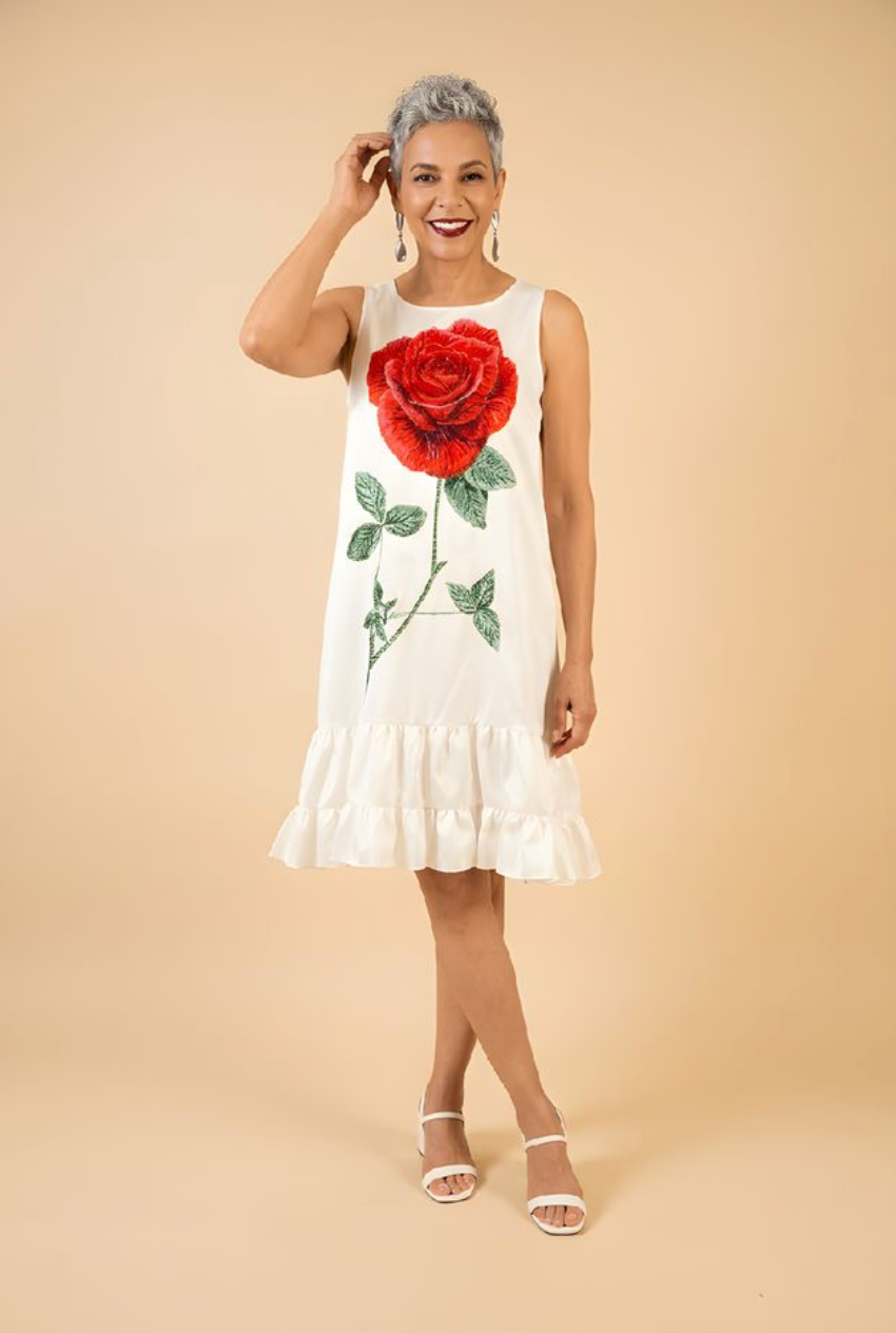 Rose Print Dress S26014 ROSE