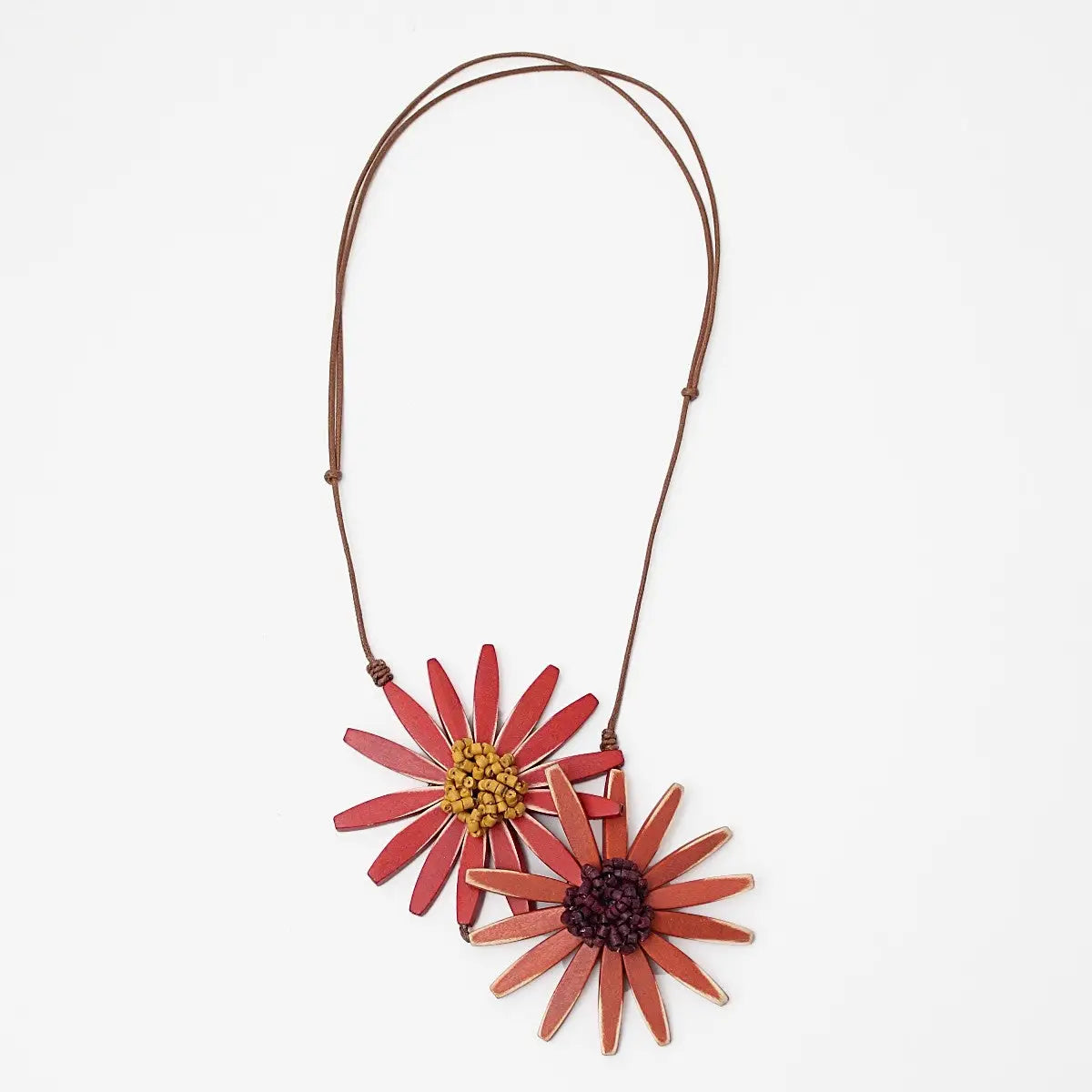Sylca Orange Amaya Double Flower Statement Necklace