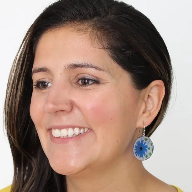 Blue Veronica Frosted Flower Earrings