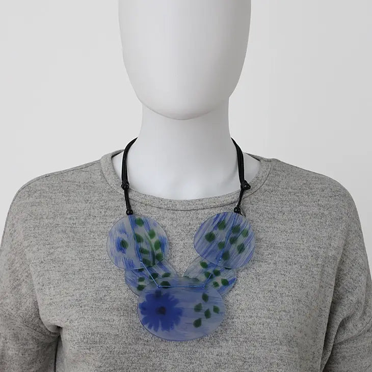 Blue Veronica Frosted Flower Necklace